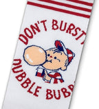 Tee Luv Men's Dubble Bubble Gum Socks - Don't Burst My Bubble Candy Logo Socks (White/Red)