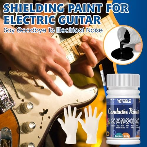 Guitar Shielding Paint, Conductive Paint, Noise Reduction, Reduces Hum, Excellent Adhesion, Water-Based Formula for Guitar Cavity Shielding, Black, 50G (Resistivity: 10-90 Ohms/cm)