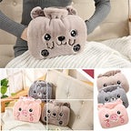 Surakey 1.25L Hot Water Bag Hand Warmer, Winter Hot Water Bottle with Soft Fluffy Cover & Hand Pocket, Natural Rubber for Sleeping - Bed Warmer & Comfortable Feeling Gift for Women & Kids Pig