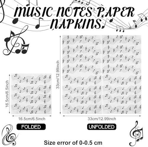 60 Pcs Music Note Cocktail Paper Napkins 6.5 x 6.5 Inches Disposable Paper Napkins Dessert Beverage Tissue for Decoupage Luncheon Tissue for Theme Party Wedding Birthday Party