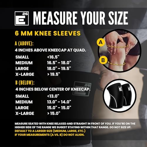 Element 26 Knee Sleeves for Weightlifting (Sold as a Pair) - 6mm Premium Neoprene for Compression, Mobility, and Warmth - Compression Sleeve for Functional Fitness, Squats, Deadlifts (Small, Black)