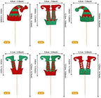Rsstarxi 24 Pack Christmas Elf Cupcake Toppers Glitter Merry Santa Hat Elf Legs Cupcake Picks for Merry Christmas Theme New Year Holiday Baby Shower Kids Birthday Party Cake Decorations