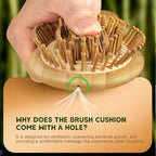 Bamboo Hair Brush Set, 4 PCS Natural Wooden Combs Paddle Detangling Hairbrush, Wide-tooth and Tail Comb and Mini Paddle Brush for Traveling, Suit for Women & Men
