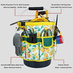MELOTOUGH Bucket Caddy Organizer Bucket Tool Organizer for Garden Tools Fit 3.5 to 5 Gallon Bucket (Yellow Flower)