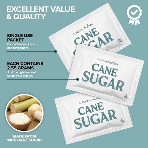 Bulk White Sugar Packets 2000 Count Individual Portion Packs for Hot Drinks Great for Restaurants Offices Schools and Home Use