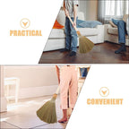 Healeved Handmade Asian Broom for Indoor Sweeping, 26" Short Handle Traditional Vietnamese Miscanthus Straw Broom with Hanging Cord, Soft Bristle Floor Sweeper for Hardwood, Tile and Dust Cleaning