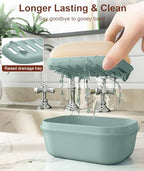 Quatish Leakproof Soap Dish with Lid & Draining Layer, Shatterproof Travel Bar Soap Holder Case Container, Portable Travel Size Toiletries Essentials for Camping, Gym, Bathroom, Greygreen
