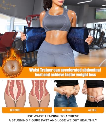 LEINIDINA Womens Waist Trainer Corset with Zipper Sweat Waist Trimmer for Women Workout Belt Corset Shapewear
