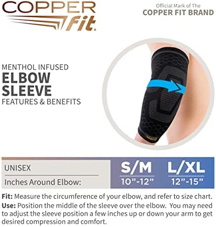 Copper Fit ICE Unisex Elbow Compression Sleeve Infused with Menthol