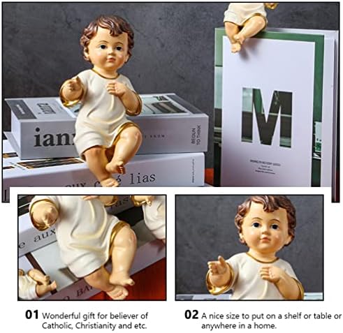 Zerodeko 1pc Religious Holy Child Ornament Outdoor Christmas Decorations Christmas Wreath Jesus Statue Infant Jesus Figurine Religious Decoration Saint Baby Adornment Resin