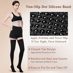 Medical Compression Stockings for Women and Men, 20-30 mmHg Thigh High Compression Socks, Closed Toe Graduated Compression Hoses, Long Circulation Pressure Stockings for Varicose Veins, Edema