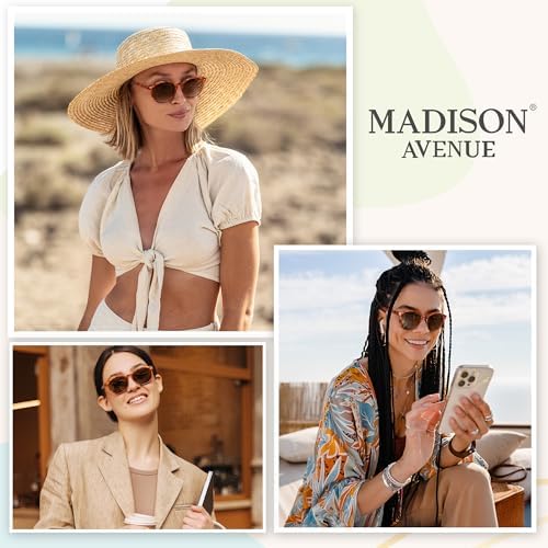 Madison Avenue Round Bifocal Reading Sunglasses for Women Men Spring Hinge,UV Protection Sun Reader Glasses (Orange Tortoiseshell, +2.5)