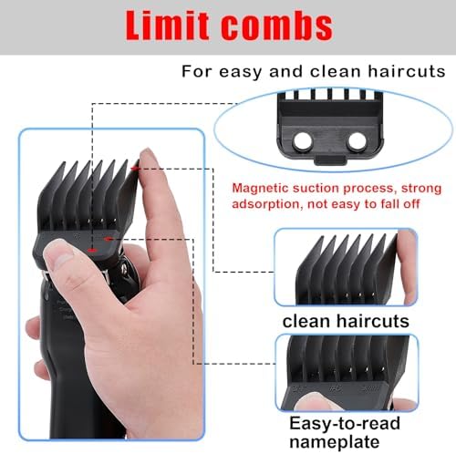 8PCS Magnetic Clipper Guards Cutting Guides Compatible with Wahl Clipper -from 1/16 Inch to 3/4 Inch(1.5-19mm)