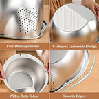 Rice Washer Strainer Bowl - 4-in-1 Washing Bowl for Quinoa, Stainless Steel Rinser With Side Drainers Small Colander for Cleaning Fruits, Vegetables, and Beans - Versatile Kitchen Tool