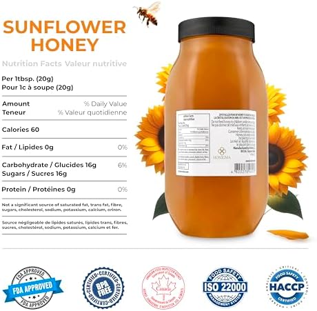 HONIGMA® Marma Sunflower Honey | Authentic Raw Honey from Ukraine | 100% Pure, Unpasteurized & Fully Crystallized | 1000g/35.2oz | Naturally Solid Texture | Pack of 1