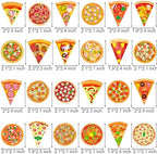 24pcs Pizza Party Cupake Toppers Pizzas Themed Birthday Party Decoration Pizza Time Party Cake Decoration for Fast Food Baby Shower Supplies