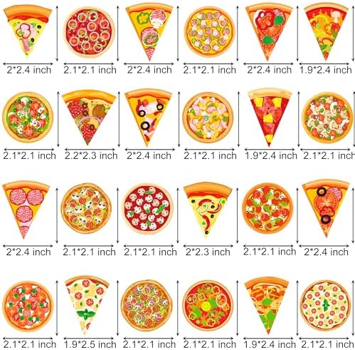 24pcs Pizza Party Cupake Toppers Pizzas Themed Birthday Party Decoration Pizza Time Party Cake Decoration for Fast Food Baby Shower Supplies