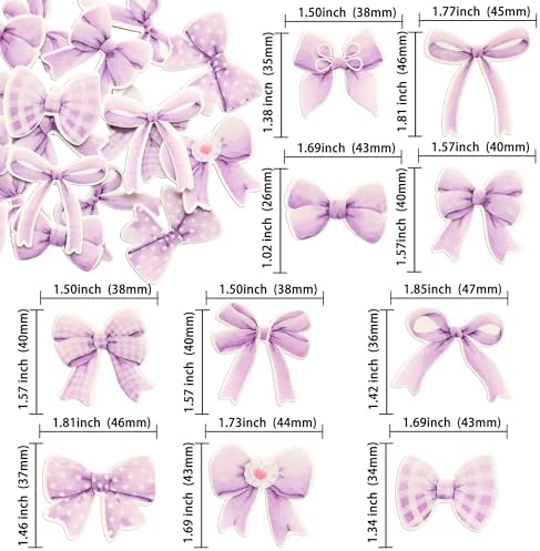 Gyufise 50Pcs Edible Purple Bowknot Cupcake Toppers Wafer Paper Bowknot Cake Dessert Picks Baby Shower Princess Cupcake Toppers for Birthday Party Decoration Supplies