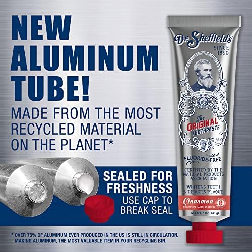 Dr. Sheffield’s Certified Natural Toothpaste (Cinnamon) - Great Tasting, Fluoride Free Toothpaste/Freshen Your Breath, Whiten Your Teeth, Reduce Plaque (2-Pack)