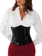 Kaei&Shi Faux Leather Waist Corsets Belt,Underbust Latex Corset Tops For Women Costumes