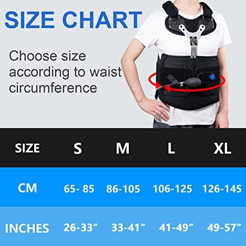Nvorliy TLSO Full Back Brace for Back Pain Relief - Inflatable Airbag Thoracic Back Brace Orthosis Support for Compression Fracture, Pre or Post Op, Kyphosis, Scoliosis, Osteoporosis (Medium)