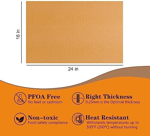 UBeesize 2 Pack XL Thickened Copper Oven Liners for Bottom of Oven, Reusable 17x25 Inch Heavy Duty Non Stick Teflon Oven Mats BPA & PFOA Free, Fit Electric Gas Toaster Convection Ovens Grills