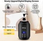 Massage Oil Warmer Bottle Professional Electric Lotion Digital Heater for SPA, Automatic Oil Warmer Heated Oil Lotion Cream for Salon, Barber Shops, Home, with Two Oil Bottle Dispenser (Black)
