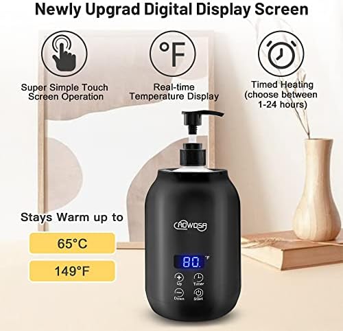 Massage Oil Warmer Bottle Professional Electric Lotion Digital Heater for SPA, Automatic Oil Warmer Heated Oil Lotion Cream for Salon, Barber Shops, Home, with Two Oil Bottle Dispenser (Black)