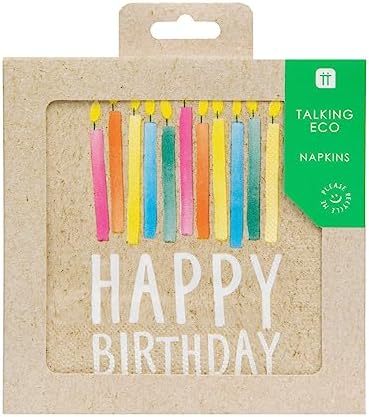 Kraft Talking Tables Birthday Party Paper Napkins ZERO PLASTIC ,33CM, 20PK