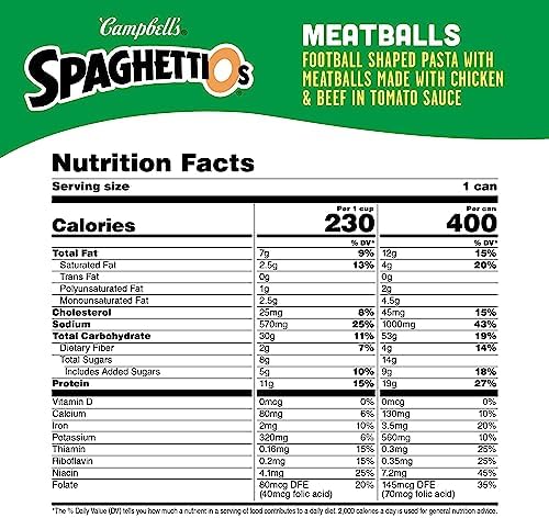 SpaghettiOs Football Shaped Canned Pasta with Meatballs, 15.6 oz Can (Pack of 5)