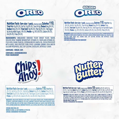 OREO Original, OREO Golden, CHIPS AHOY! & Nutter Butter Cookie Snacks Variety Pack, 56 Snack Packs (2 Cookies Per Pack)