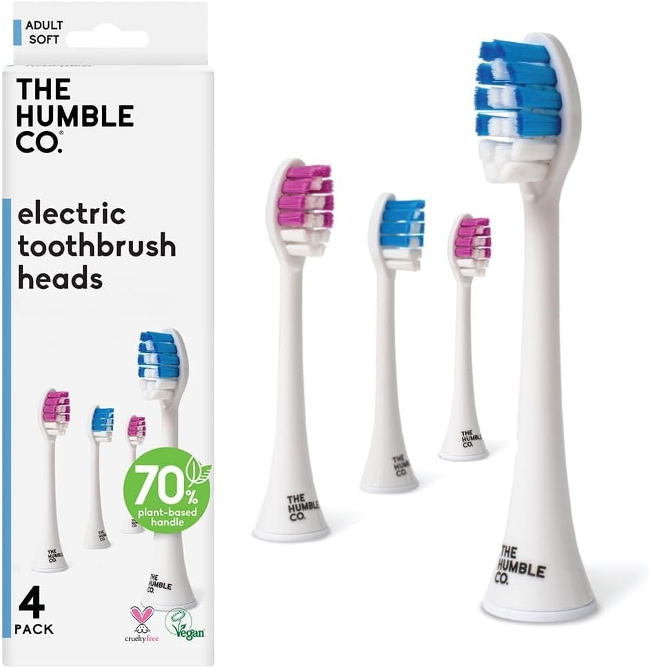 The Humble Co Plant-Based Electric Toothbrush Heads Compatible with Philips Sonicare Toothbrushes - Replacement Toothbrush Heads with Soft Bristles - Dental Oral Care & Hygiene - Regular Bristles