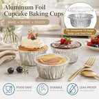 Domensi 100 Pcs 4'' Aluminum Pie Pans with Lids Bulks 5 oz Mini Disposable Pie Tins Round Foil Cup Ramekin Food Containers for Oven Cooking Takeout Storage Meal Prep Creme Brulee Cakes Sauces