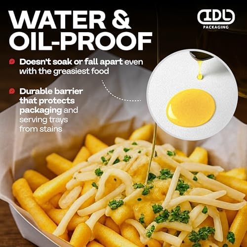 White Deli Paper Sheets, 12" x 12" (1000 pcs.) - USA-Made Premium Food Basket Liners - PFAS-free Grease Resistant Deli Paper Sheets for Snack & Baking Wrap, Picnic & Party by IDL Packaging