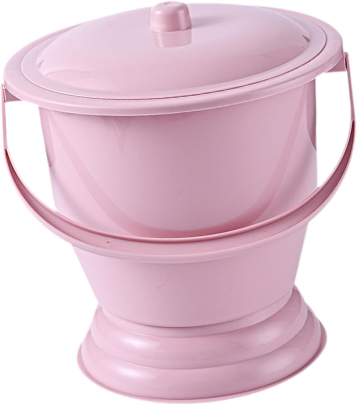 Generic Chamber Pot Spittoon with Lid Thickened Portable Toilet Household Potty Pot for Female Male Bedroom, Red, 23.7x23x19cm