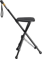 Anti-Slip Walking Cane with Seat Folding Lightweight,Walking Stick Height Adjustment,Portable and Sturdy Cane Chair for Travel Outdoor Use, Queuing, Elderly Women and Men