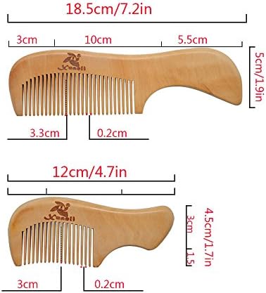 Xuanli® 8 Pcs The Family Of Hair Comb set - Wood with Anti-Static & No Snag Handmade Brush for Beard, Head Hair, Mustache With Gift Box (S021)