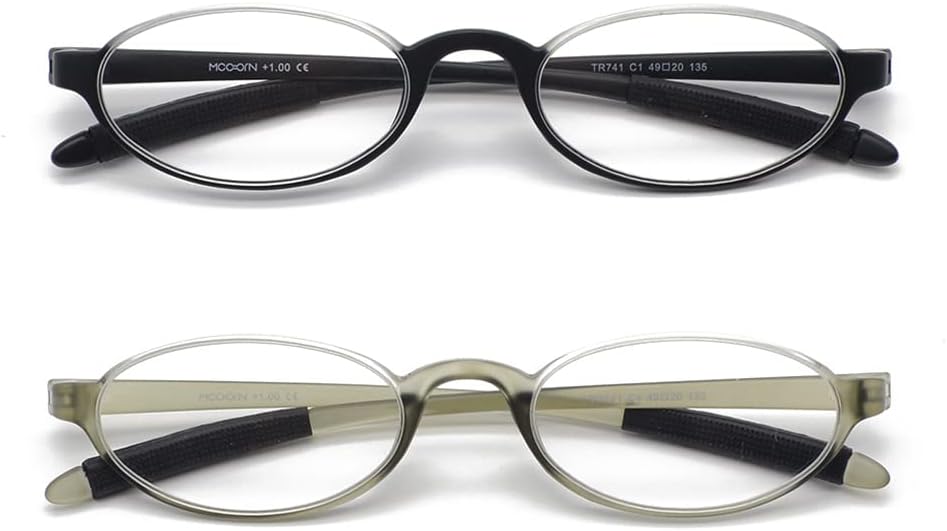 Flexible Reading Glasses Lightweight Slim Stylish Reader,Half Moon Round Frame Stylish Magnification for Men and Women