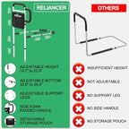 RELIANCER Bed Safety Rail for Elderly Adults w/Support Leg,Dual Handle Assist Grab Bar for Seniors,Adjustable Bedside Support Railings,Bed Side Assist Guard Rails,Bedside Hand Guard Bar Safety Bedrail