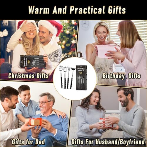 4Pcs Back Scratcher Extendable for Men Women Adults, Backscratcher Hand to Scratch Valentines Day Gifts Birthday Gifts for Men Back Massager Tool for Adults