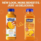 Naked Boosted Smoothie Mighty Mango Machine, 15.2 fl oz Bottle - Real Fruit Juice Smoothie with Fiber, Excellent Source of Vitamin C and Vitamin E for Immune Support