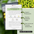 Sow Right Seeds - Greek Golden Pepperoncini Peppers Seeds for Planting - Heirloom Non-GMO Variety - Ideal for Home Garden - Delicious Tangy Flavor - Make Your Own Homemade Pickled Peppers (1)