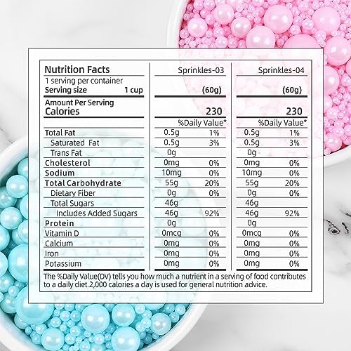 Edible Pink and Blue Sprinkles for Cake Decorating, Pink Pearl Sprinkles, Blue Pearl Sugar Sprinkles for Macaron, Cake, Cupcake, Waffles, Cookies, and Ice Cream(120g/4.2oz)