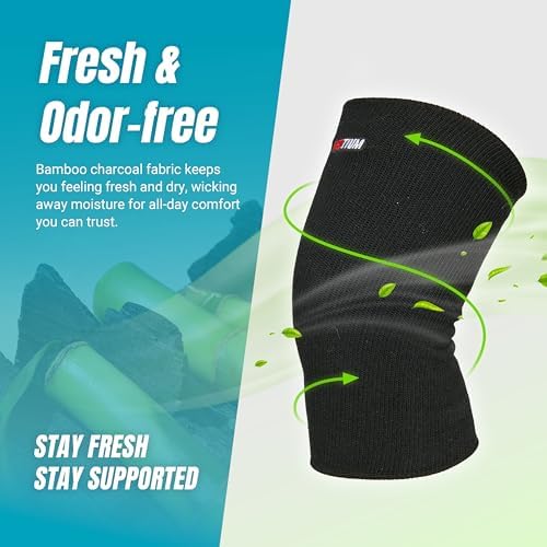 NeoTium Knee Warmers for Knee Pain Relief, Support, Circulation Improvement, Arthritis & Joint Pain - High Elastic Thermal Knee Sleeves for Men and Women (Pack of 2, L)