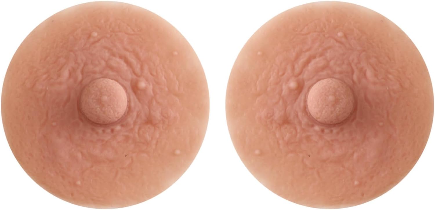 YiZYiF 1 Pair Self Suction Silicone Nipples Cover Realistic Adhesive Pasties Stickers for Breast Form Cosplay Crossdresser