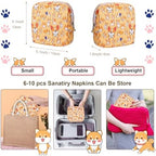 Period Bag Pouch, Canvas Sanitary Napkin Storage Bag for Girls Womens, Portable Sanitary Napkin Period Pad Pouch for Purse, Small Make Up Bags(Orange Dog)