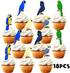 18pcs Glitter Parrot Dessert Cupcake Topper Flying Bird Nature Theme Decor Supplies Boys Girls Woman Lady Happy Birthday Party Decorations