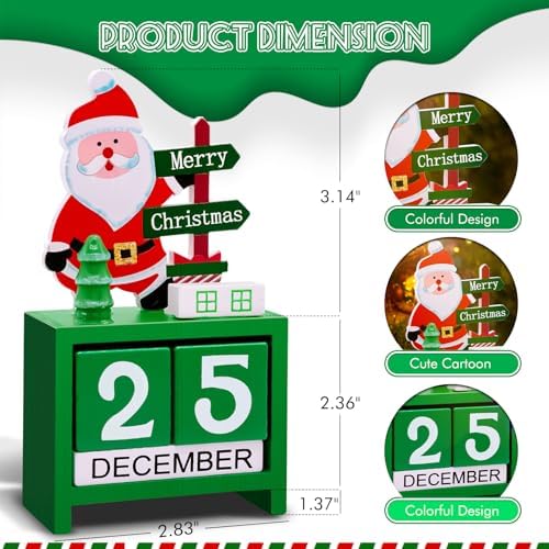 2025 Christmas Countdown Advent Calendar, Days Until Christmas Countdown Desk Wooden Decoration Home Ornaments Office Decor Funny Gifts for Kids & Adult - Santa