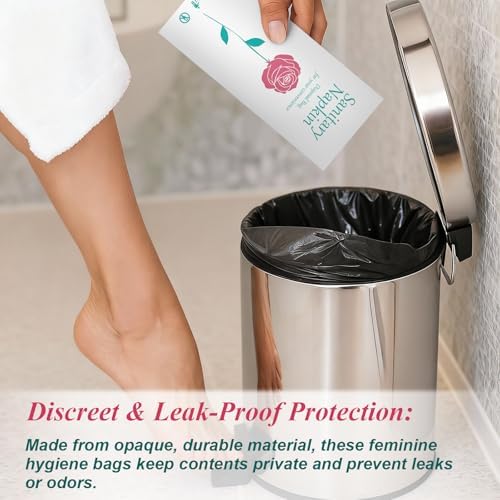 500 Pcs Floral Sanitary Napkin Disposal Bags Feminine Hygiene Leak-Proof Personal Care Biodegradable Waste Bags for Pads Tampon Liners 9 x 3.9 Inches