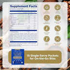 Earth Echo Cacao Bliss - Ceremonial Grade Organic Raw Cacao Powder with MCT Oil & Turmeric - Supports Energy Boost, Mindful Snacking & Focus - Unsweetened, Vegan, GMO-Free, 15 Packets for On-the-Go